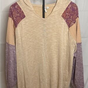 Cato Cream and Purple Paisley Hoodie